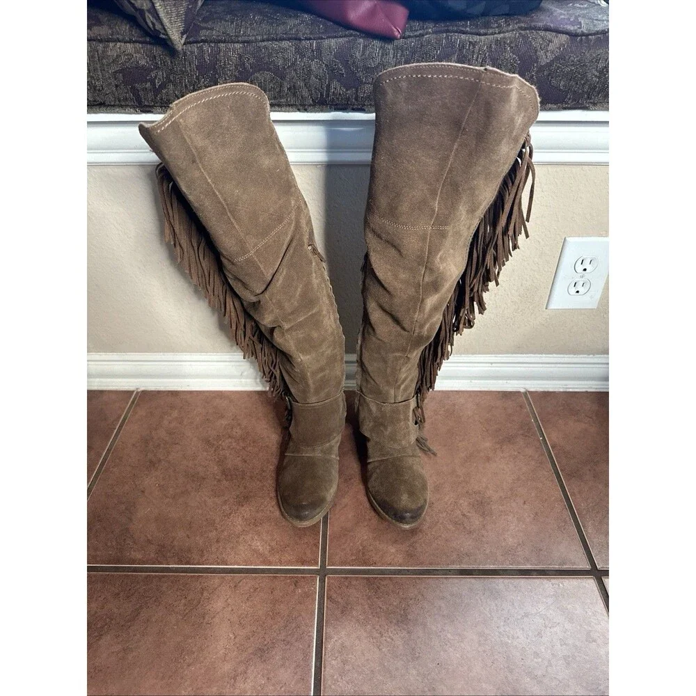 Naughty Monkey Frilly Fanta Fringe Boho Western Cowgirl Boot Sz 6